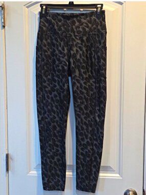 Marika Women's High-Waist Ankle Leggings Leopard Green/Black Pockets M